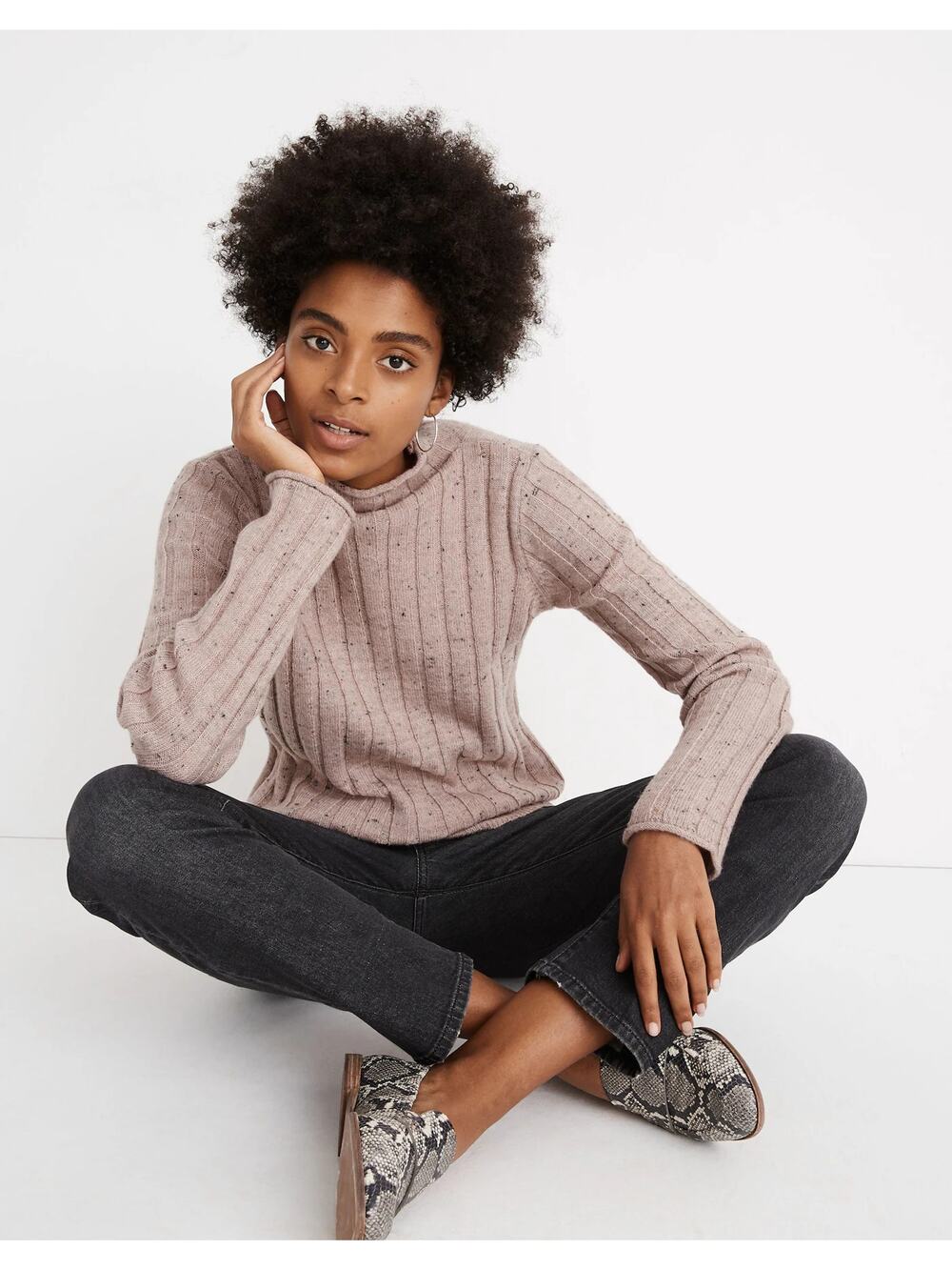 Madewell Donegal Evercrest Turtleneck Sweater Cozy Knit Neutral Casual Classic M